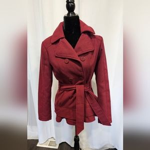 Burgundy Winter Jacket with Removable Hood Size Small